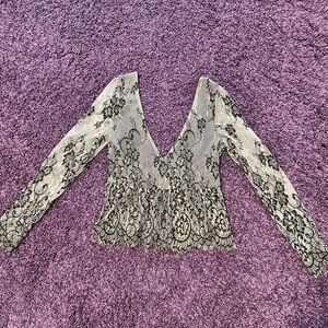 Black and white topshop lace blouse